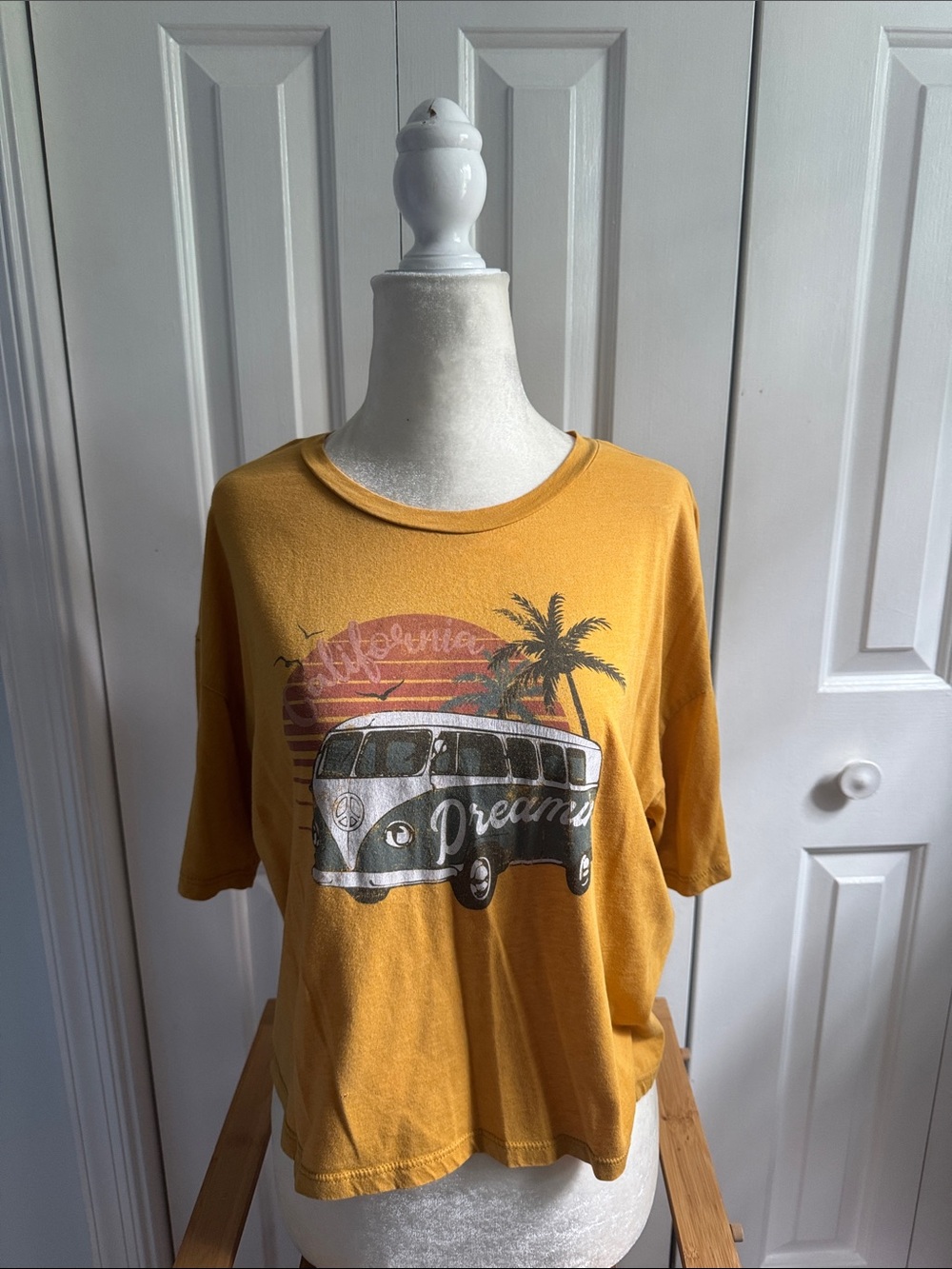 Mustard Yellow Cropped Graphic Tee - Dreamer VW Bus